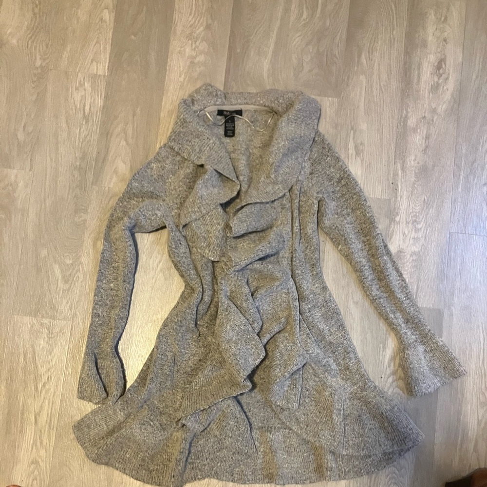 Style & Co. Gray Ruffle Cardigan - Picture 3 of 5